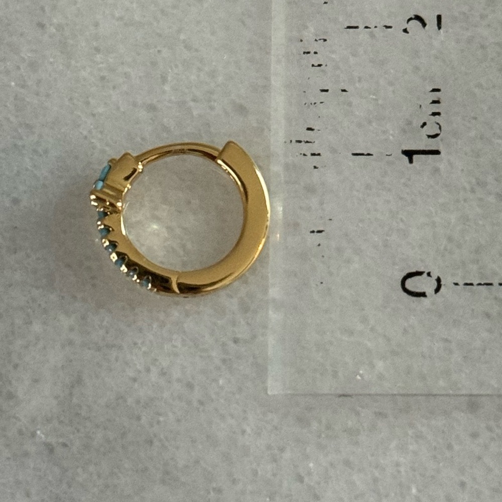 New Stock! Gold Turquoise Pave Huggie Hoop Flower Earrings 

Brand New - Picture 5 of 5